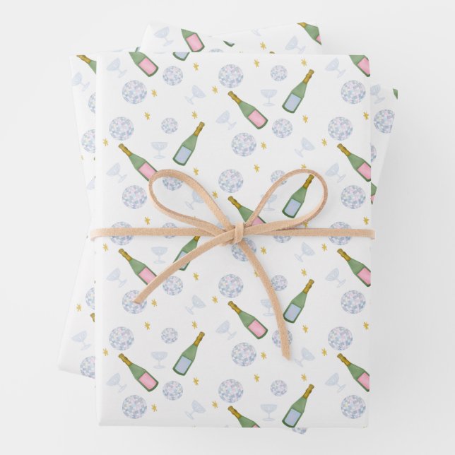 Champagne Resolutions New Year’s Eve Wrapping Paper Sheet (In situ)