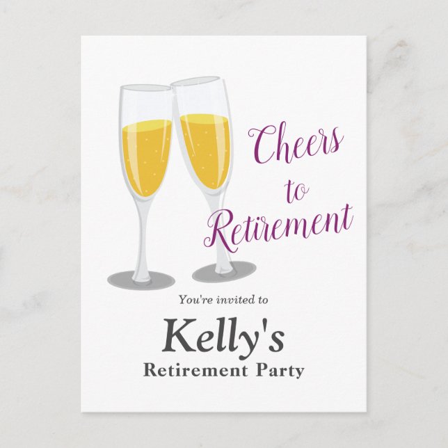 Champagne  retirement Party Invitation Postcard (Front)
