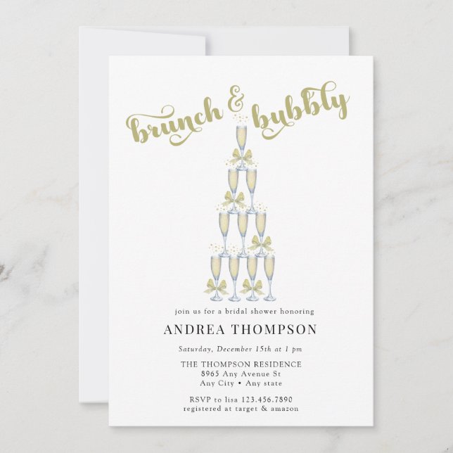 Champagne Retro Bridal Shower Invitation (Front)