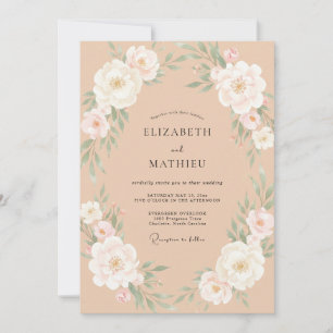 Champagne Romantic Peony Wedding Invitation