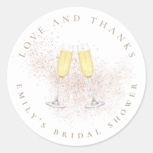 Champagne Rose Gold Glitter Thanks Bridal Shower Classic Round Sticker