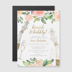 Champagne & Roses Brunch & Bubbly Bridal Shower Magnetic Invitation