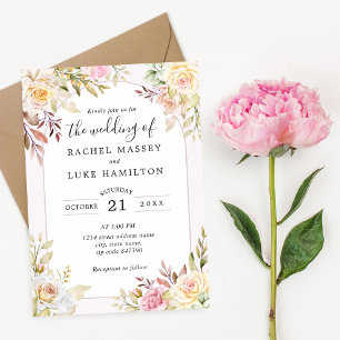 Champagne Roses Chic Wedding Invitation