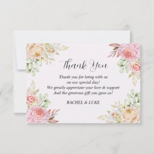 Champagne Roses Chic Wedding Thank You Card