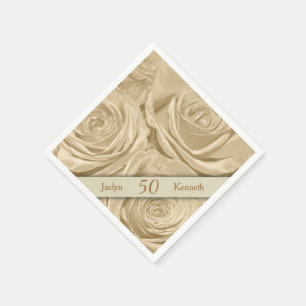 Champagne Roses Golden Wedding Anniversary Napkin