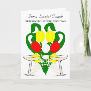 Champagne Roses Personalised 50th Anniversary Card