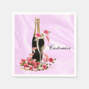 Champagne & Roses Pink Satin Napkins