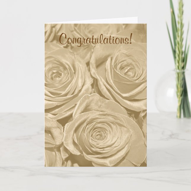 Champagne Roses Wedding Card (Front)