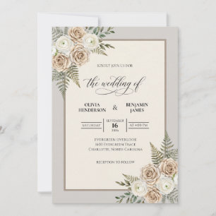 Champagne Sage Fern Wedding Invitation
