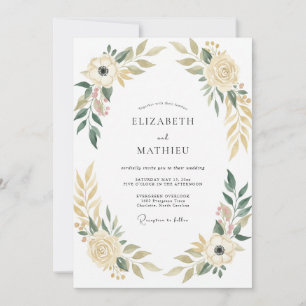 Champagne Sage Foliage Eucalyptus Wedding Invitation
