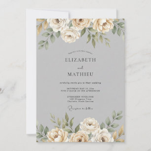 Champagne Sage Petal Wedding Invitation