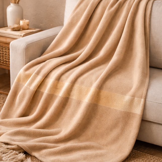 Champagne Sand Horizon Fleece Blanket (Sand tone base with bold champagne streak for elevated coastal living)