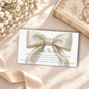 Champagne Satin Bow Baby Shower Books For Baby Enclosure Card