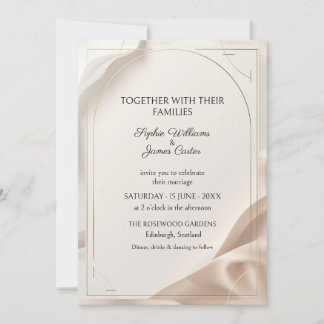 Champagne Satin Gold Arch Wedding Invitation