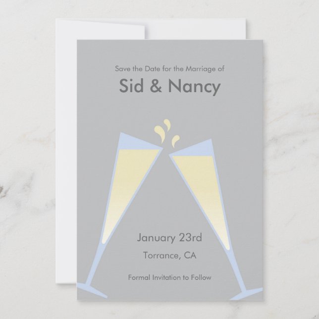 Champagne Save the Date Invitation (Front)