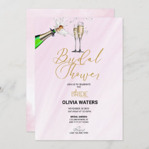 Champagne   Script Bridal Shower  Invitation