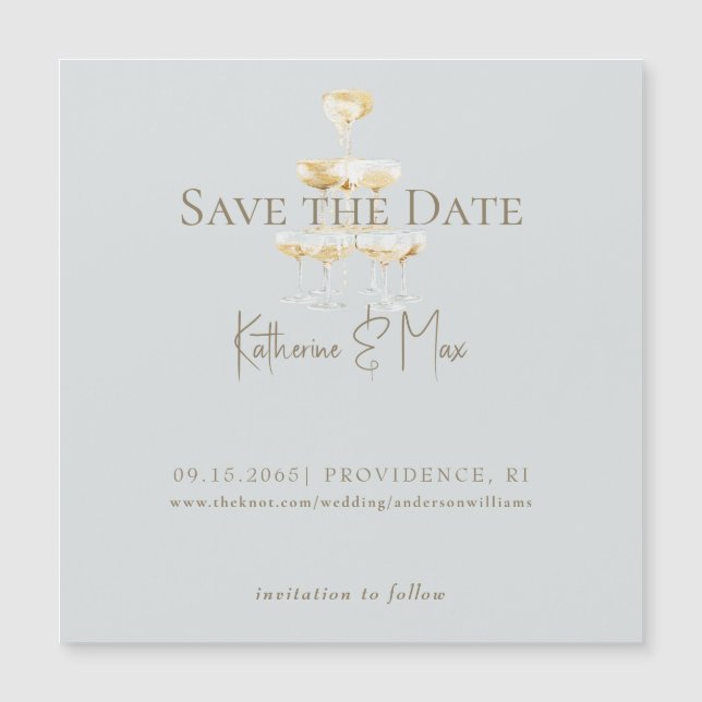 Champagne Seafoam Wedding Save the Date Magnetic (Front)