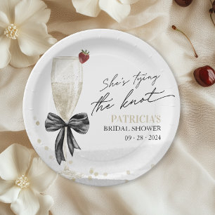 Champagne She's Tying the Knot Bridal Shower Paper Plate