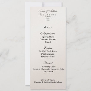 Champagne Shimmer Menu Card for Weddings & Galas