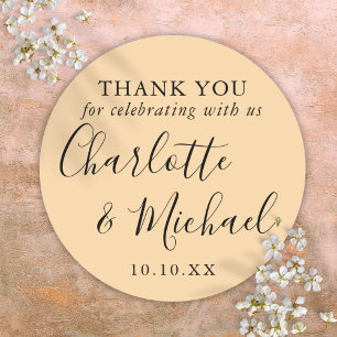 Champagne Signature Wedding Favour Thank You Classic Round Sticker