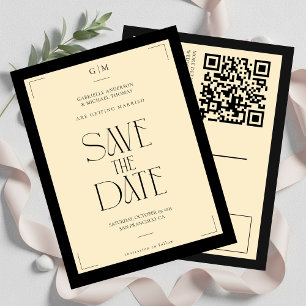 Champagne Silk Cream Art deco Save The Date  Postcard