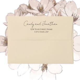 Champagne Simple Style Modern Script Wedding Envelope