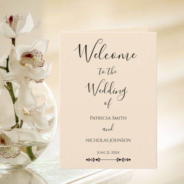 Champagne Simple Stylised Wedding Programme (In Situ Wedding)