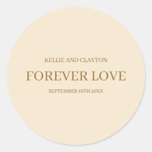 Champagne Simple Wedding Classic Round Sticker