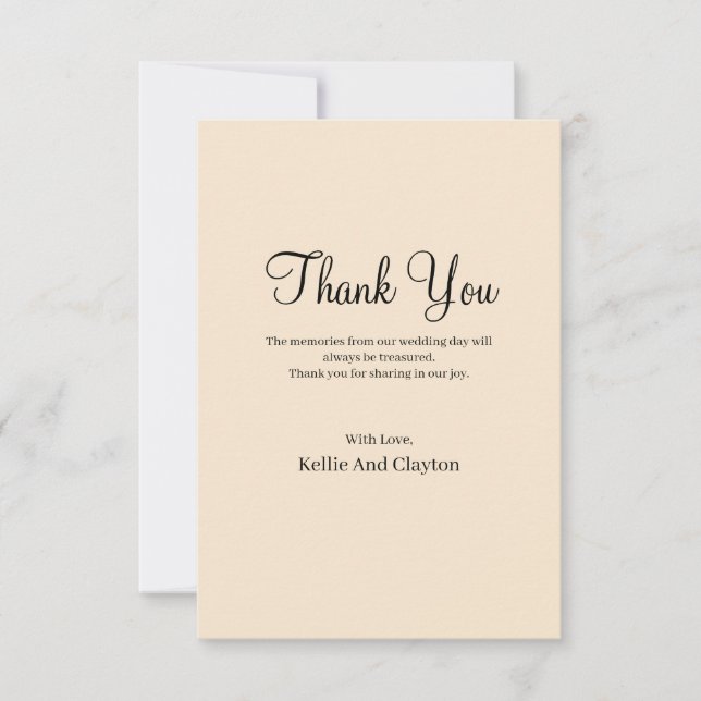 Champagne Simple Wedding Thank You Card (Front)