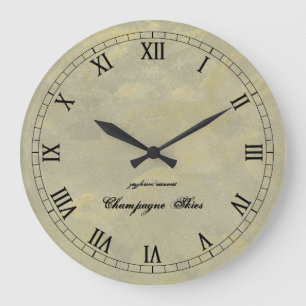 Champagne Skies Roman Numerals Wallclock
