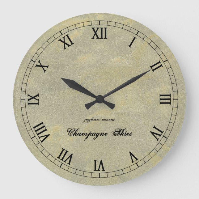 Champagne Skies Roman Numerals Wallclock (Front)