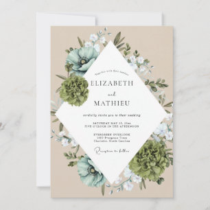 Champagne Slate Blossom Wedding Invitation