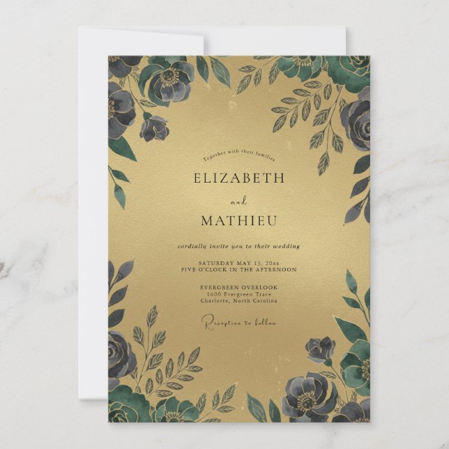 Champagne Slate Petal Wedding Invitation (Front)