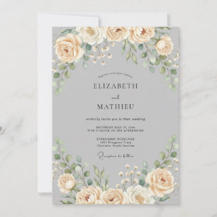 Champagne Slate Vine Wedding Invitation