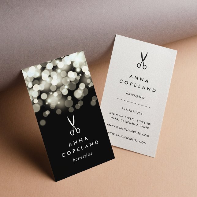Champagne Spark Hairstylist Business Card (Creator Uploaded)