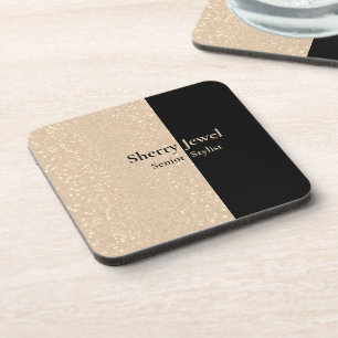 Champagne Sparkle Custom Glitter & Black Coaster