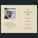 Champagne Sparkle Photo Wedding Program Template<br><div class="desc">Photo template, folded, wedding program template. A champagne-coloured wedding ceremony program with sparkling star images covering all sides. Fold this program in half and add a picture of the couple to the last page along with a "thank you" message from the newlyweds. Use the template areas to add ceremony information...</div>