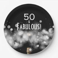 Champagne & Sparkler 50 & Fabulous Paper Plates