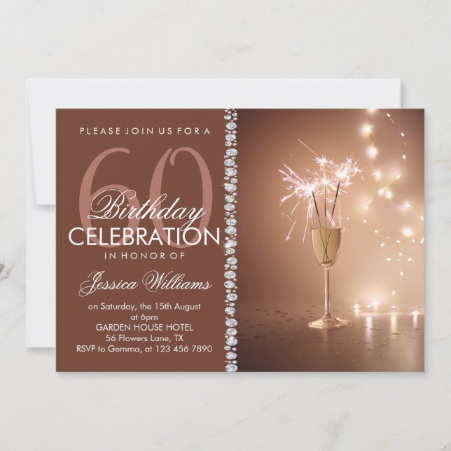 Champagne & Sparklers Birthday Invitation (Front)