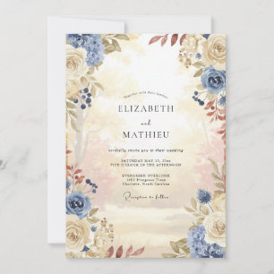 Champagne Steel Rose Wedding Invitation