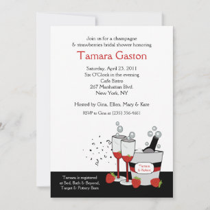 Champagne & Strawberries 5x7 Bridal Shower Invite