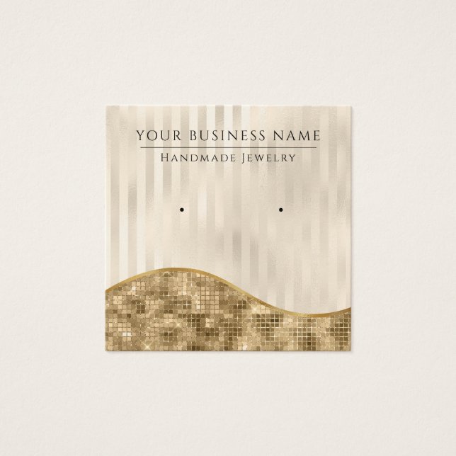 Champagne Stripes Glam Earring Display Cards (Front)
