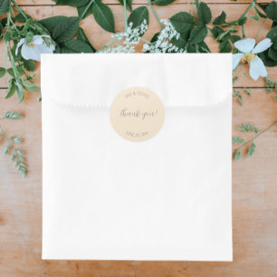 Champagne Stylised Wedding Thank You Classic Round Sticker