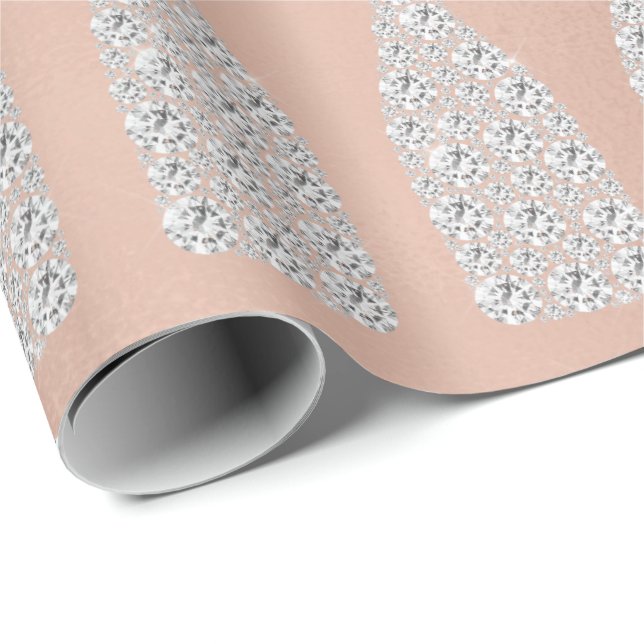 Champagne Swarovski Crystals Diamond Bottle Pink Wrapping Paper (Roll Corner)