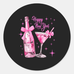 Champagne Swea Martini Coquette Happy New Year Par Classic Round Sticker