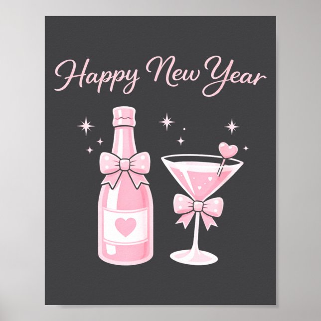 Champagne Swea Martini Coquette Happy New Year Par Poster (Front)