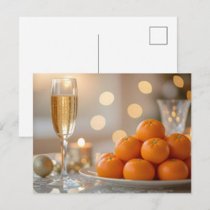 Champagne, Tangerines Festive Party Table Postcard