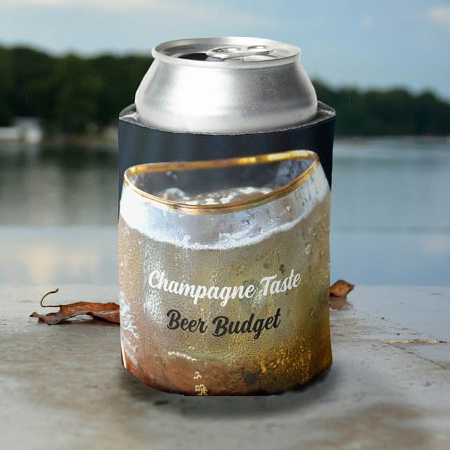 Champagne Taste Beer Budget Fun Frosted Glass Can  Can Cooler (Creator Uploaded)