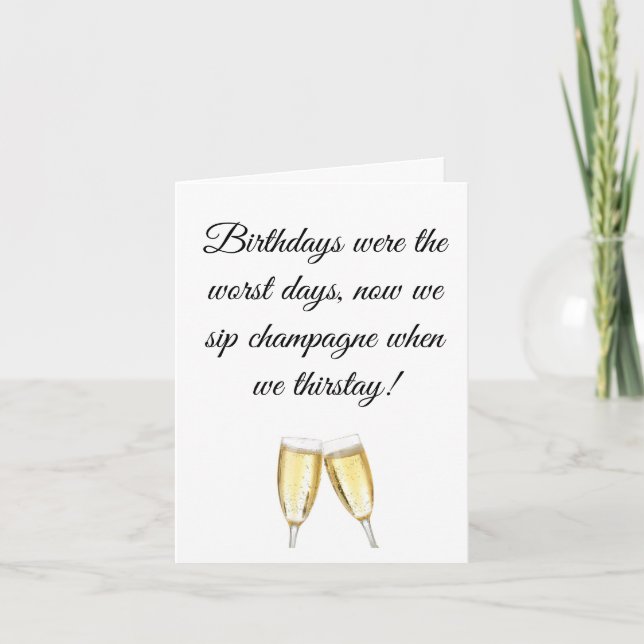 Champagne Taste Birthday Card (Front)