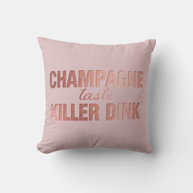 Champagne Taste Killer Dink - Rose Gold Pickleball Cushion (Front)